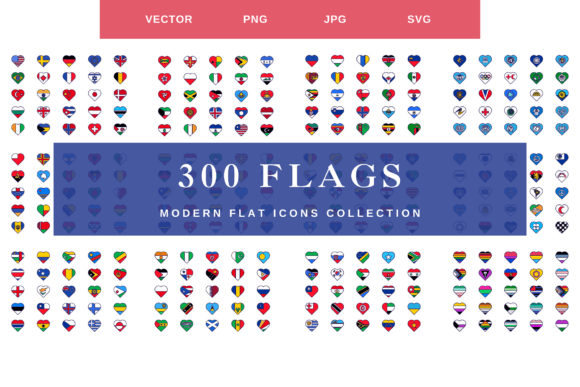 300 Flags: Heart-Shaped Icon Set