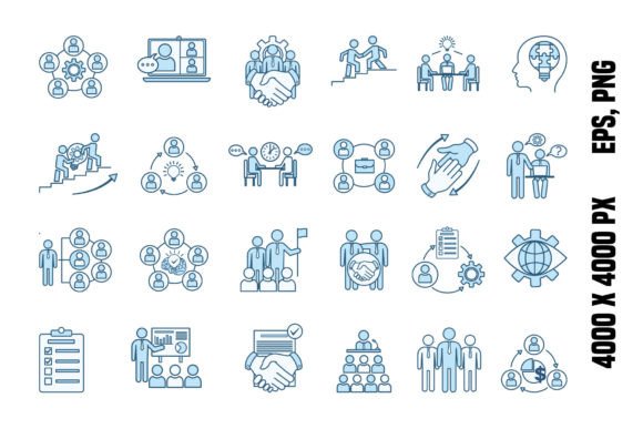 Colored Set of Teamwork Icons for Design