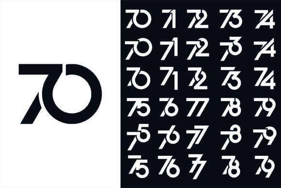 Creative Number 70 to 79 Logo Designs