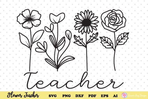 Wildflower Svg & Flower Teacher Svg Designs